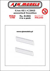 USN O2 & C2H2 assorted bottles (x4) 