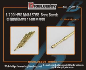 HMS Mk 8 4,5"/54 (114mm) Brass barrels (x4) 