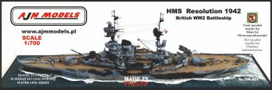 HMS Resolution 1942 WW2 British Battleship  