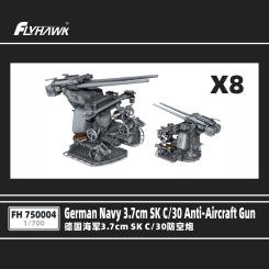 1/700 German Navy 3,7cm SK C/30 Twin Anti-Aircraft gun (3D Print) x8 