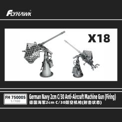 1/700 German Navy 2cm SK C/30 Anti-Aircraft machine gun firing (3D Print) x18 