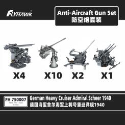 1/700 German Navy Heavy Cruiser Admiral Scheer 1940 Anti-Aircraft Gun Set (3D Print) 