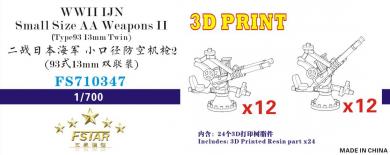 WWII IJN Small Size AA Weapons II (Typa93 13mm Twin) 3D printed Resin (24 pcs.) 