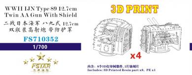 WWII IJN Type 89 12,7cm Twin AA gun with shield (x4) 3D Printed 