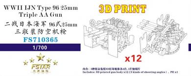 WWII IJN Type 96 25mm Triple AA gun (x12) 3D Printed 