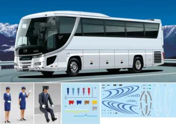 1/32 Hino Selega Super High Decker (With Bus Guide & Bus Driver Figure) 