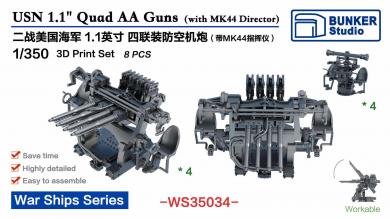 1/350 USN 1,1" Quad AA Guns with Mk44 director (4 each) 