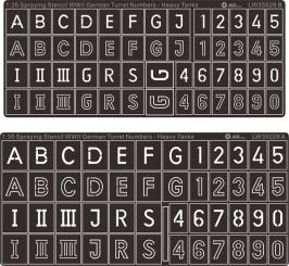 1:35 WWII German Turret Numbers and Letters Heavy Tanks - Solids and Outlines 