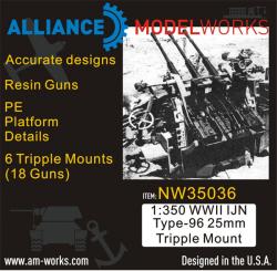 1:350 WWII IJN Type 96 25mm Triple Mount (x6) 