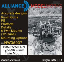 1:350 WWII IJN Type 96 25mm Twin Mount (x6) 