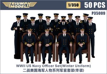 1/350 WWII US Navy Officers 3D Printing Set (50 pcs) Winter Uniform 