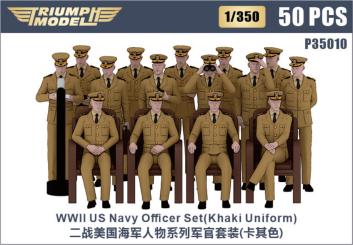 1/350 WWII US Navy Officers 3D Printing Set (50 pcs) Khaki Uniform 