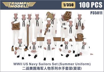 1/350 WWII US Navy Sailors 3D Printing Set (100 pcs) Summer Uniform 