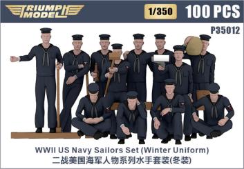 1/350 WWII US Navy Sailors 3D Printing Set (100 pcs) Winter Uniform 