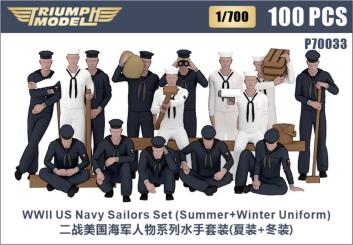 1/700 WWII US Navy Sailors 3D Printing Set (100 pcs) Summer + Winter Uniform 