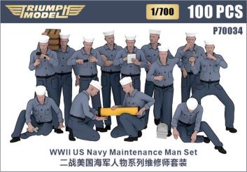 1/700 WWII US Navy Sailors 3D Printing Set (100 pcs) Working Uniform 