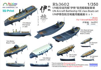 IJN Aircraft Battleship Ise class Boats set (11 boats for 1 ship) 