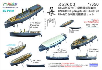 IJN Battleship Nagato class Boats set (12 boats for 1 ship) 