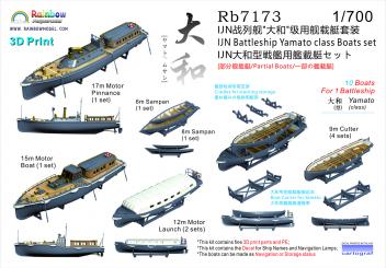 IJN Battleship Yamato class Boats set (10 boats for 1 battleship) 