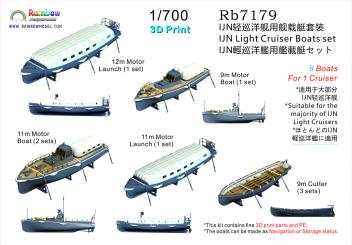 IJN Light Cruiser Boats set (8 boats for 1 cruiser) 