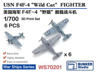 1/700 USN F4F-4 Wildcat Fighter (6 pcs) 