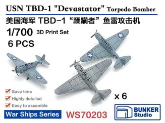 1/700 USN TBD-1 Devastator Torpedo Bomber (6 pcs) 