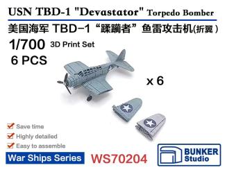 1/700 USN TBD-1 Devastator Torpedo Bomber folded (6 pcs) 