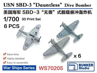 1/700 USN SBD-3 Dauntless Dive Bomber (6 pcs) 