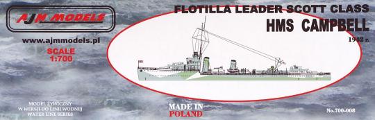 HMS Campbell Flottilla Leader Scott Class 1942 