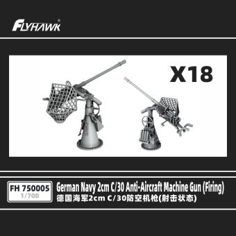 1/700 German Navy 2cm SK C/30 Anti-Aircraft machine gun firing (3D Print) x18 