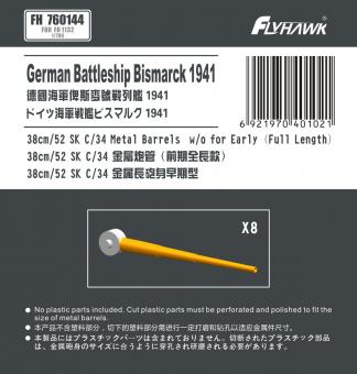 German Battleship Bismarck 1941 38cm/52 SK C/34 Metal Barrels full length  