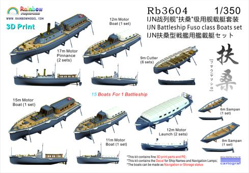 IJN Battleship Fuso class Boats set (15 boats for 1 ship) 