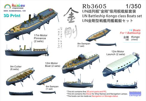 IJN Battleship Kongo class Boats set (14 boats for 1 ship) 