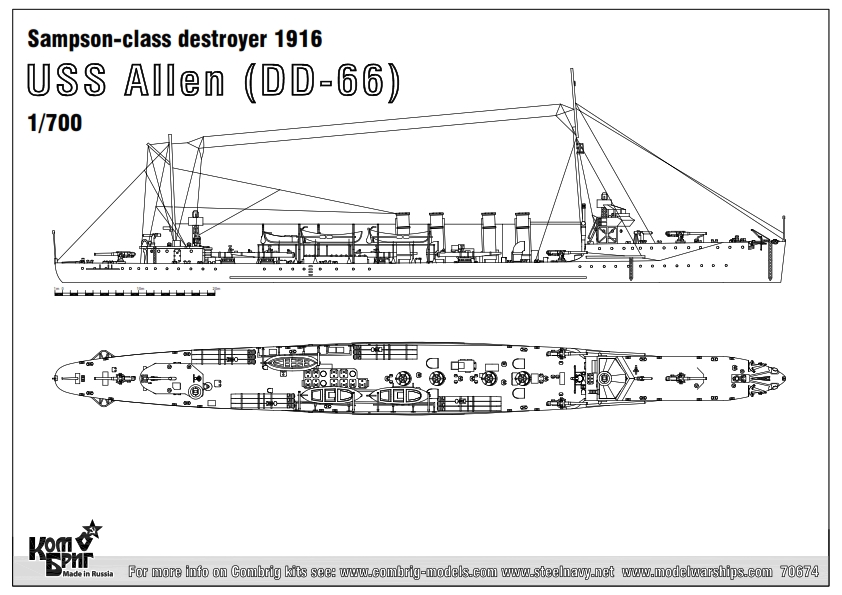 NNT Modell USS Allen (DD66), Sampsonclass Destroyer, 19161946